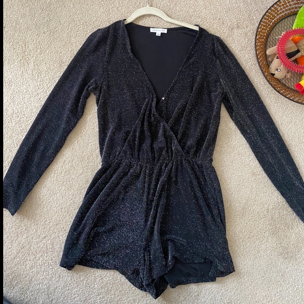Black Sparkley Long Sleeve Romper